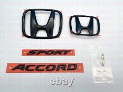 2018-2021 Accord Honda Sport EX-L Touring OEM Gloss Black Emblem Kit