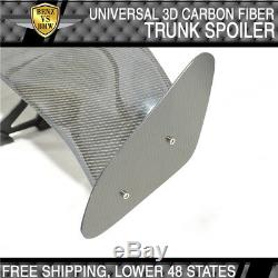56 Inch Universal GT JDM 3D Carbon Fiber CF Rear Racing Trunk Spoiler Wing Deck