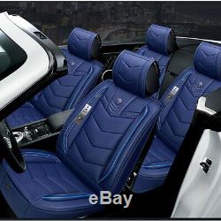 Blue PU Leather 6D Full Surround Car Front&Rear Seat Cover Protector Accessories