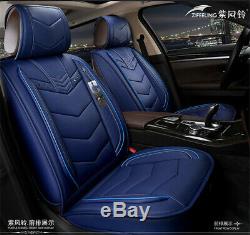 Blue PU Leather 6D Full Surround Car Front&Rear Seat Cover Protector Accessories