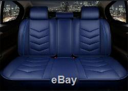 Blue PU Leather 6D Full Surround Car Front&Rear Seat Cover Protector Accessories
