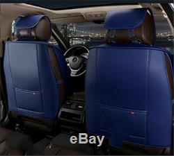 Blue PU Leather 6D Full Surround Car Front&Rear Seat Cover Protector Accessories