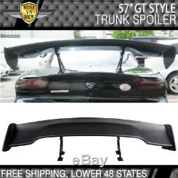 Fit Honda 57 Inches JDM GT Style Adjustable Trunk Spoiler Unpainted Black ABS