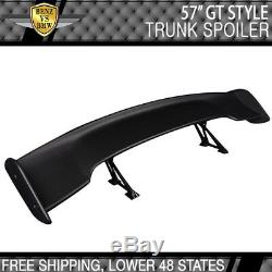 Fit Honda 57 Inches JDM GT Style Adjustable Trunk Spoiler Unpainted Black ABS