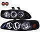 For 92-95 Honda Civic 2/3 Door Smoked Tinted Projector Headlights Halo Led Drl