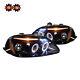 For 96-98 Civic Halo Projector Headlights Led Drl Black Housing Smoked Lens
