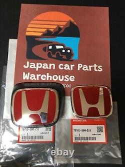 Genuine HONDA OEM ACURA RSX Integra 05-06 DC5 Type-R F&R SET Red H Emblem Badge