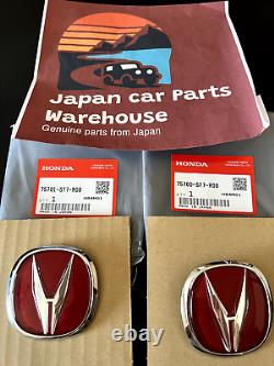 Genuine Honda OEM 97-01 Acura Integra DC2 Type-R RED A Emblem Front and Rear