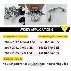 Genuine Honda OEM Fuel Injector Kit- 1.5 L Turbo Injector Set & Fuel Pipe