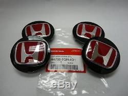 Genuine Honda Type R Black Wheel Center Caps with Red H (Set of 4) 44732-TGH-A01