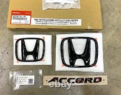 Genuine OEM Honda 2018-2022 Accord Gloss Black Logo Emblem Set 08F20-TVA-100