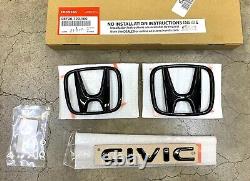 Genuine OEM Honda Civic 4dr Sedan Gloss Black Logo Emblem Set 08F20T20100 22-25