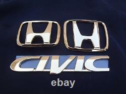 Genuine OEM Rare 1996 Honda Civic Honda Access Corp Gold Emblem Set no box japan