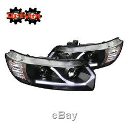 Honda Civic 06-11 2dr FA FG Coupe Projector Headlights DRL LED Black Running