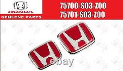 Honda Genuine Civic EK9 Type-R Front and Rear Emblems Red Badge Set OEM JAPAN