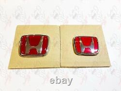 Honda Genuine Civic EK9 Type-R Front and Rear Emblems Red Badge Set OEM JAPAN