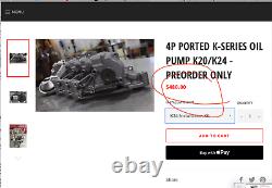 INSTOCK READY TO SHIP Honda Acura K20a2 OEM PRB Oil Pump Kit to fit k24/k20z3