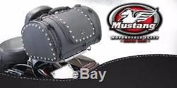 Mustang Sissy Bar Luggage Studded Bag fit any Motorcycle with Universal Rack