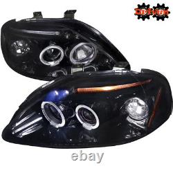 Smoke Headlights Dual Halo Project LED Hatch Coupe Sedan For 99-00 Honda Civic