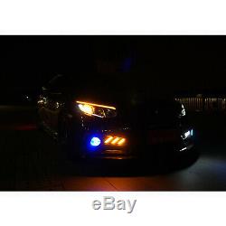 White Amber LED Fog Light Bezel Cover with Turn Signal For Honda Civic 10TH GEN